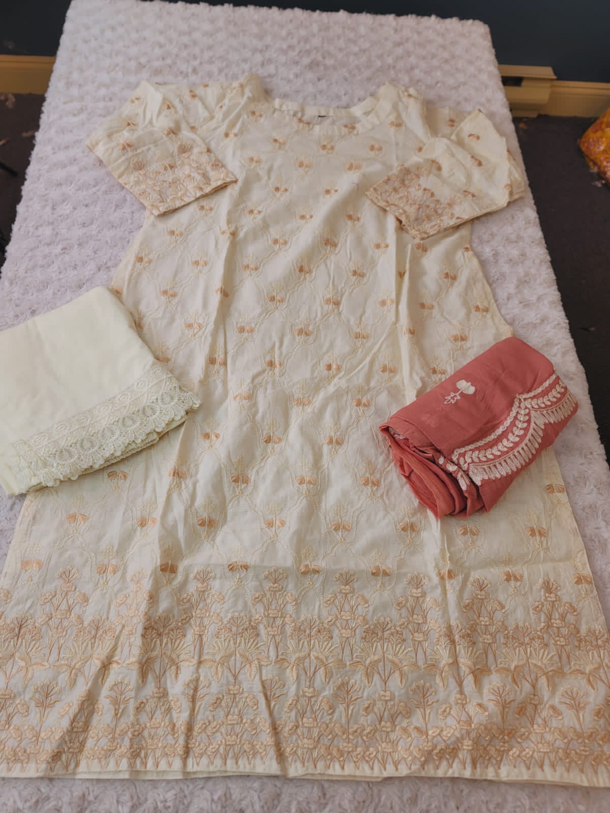 Indian Cotton Embroidered Suit Ready To Ship