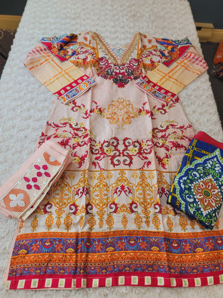 Pakistani linen Embroidered Salwar kameez Ready To Ship
