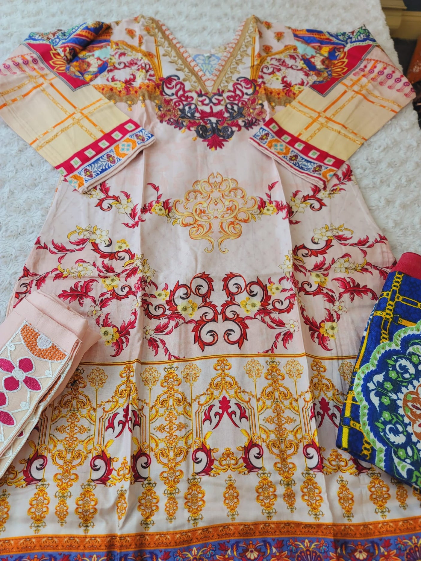 Pakistani linen Embroidered Salwar kameez Ready To Ship