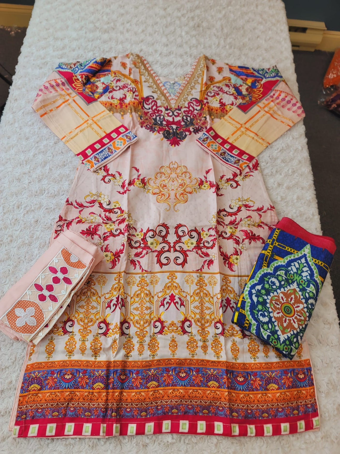 Pakistani linen Embroidered Salwar kameez Ready To Ship