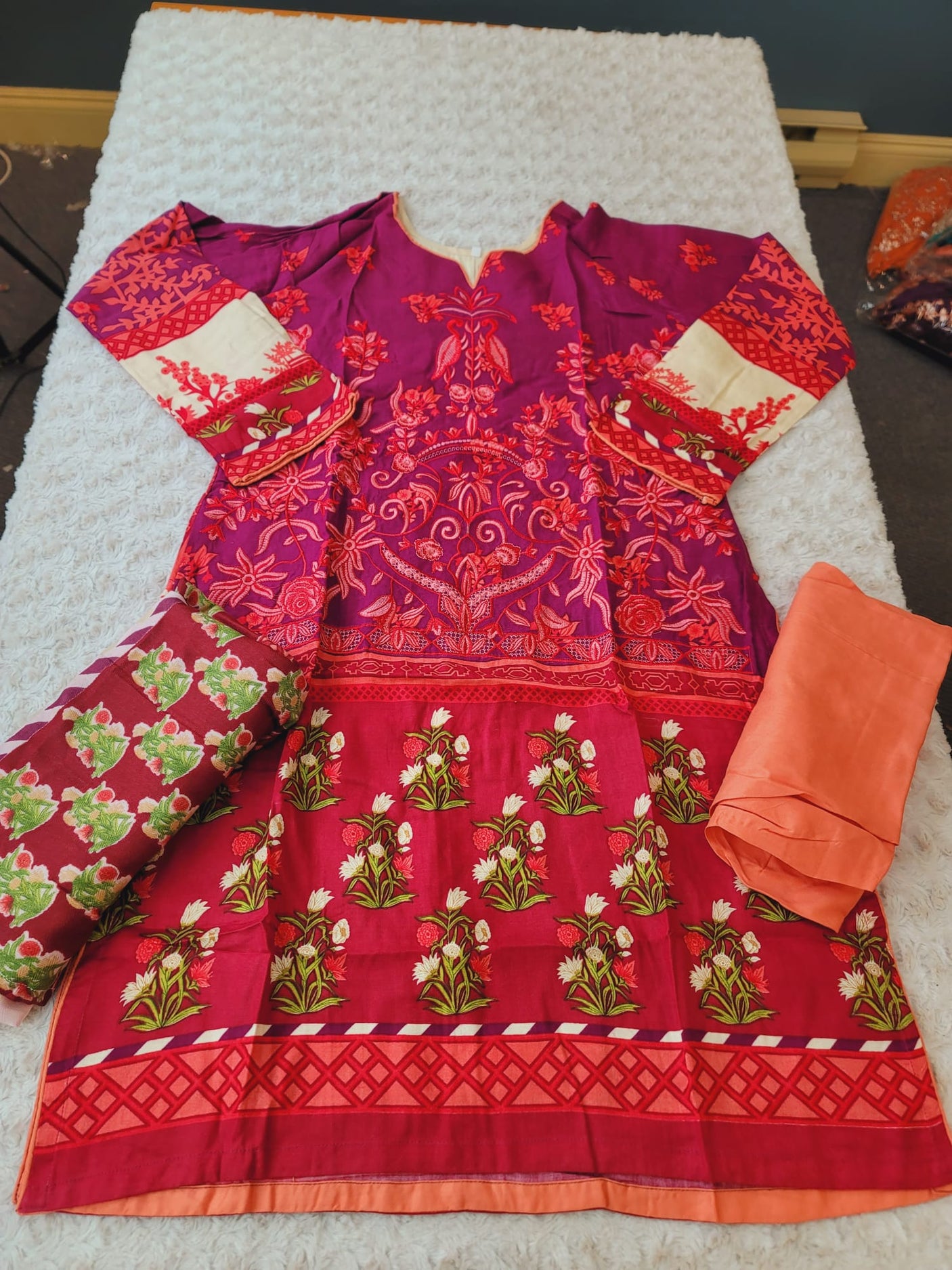 Pakistani linen Embroidered Salwar kameez Ready To Ship