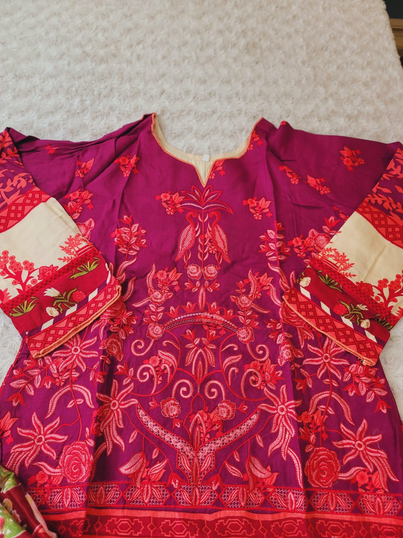 Pakistani linen Embroidered Salwar kameez Ready To Ship