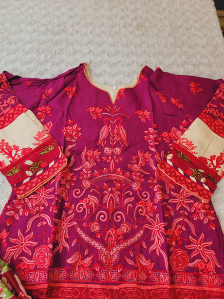 Pakistani linen Embroidered Salwar kameez Ready To Ship