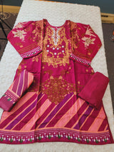 Pakistani linen Embroidered Salwar kameez Ready To Ship