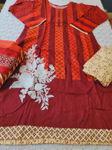 Pakistani linen Embroidered Salwar kameez Ready To Ship