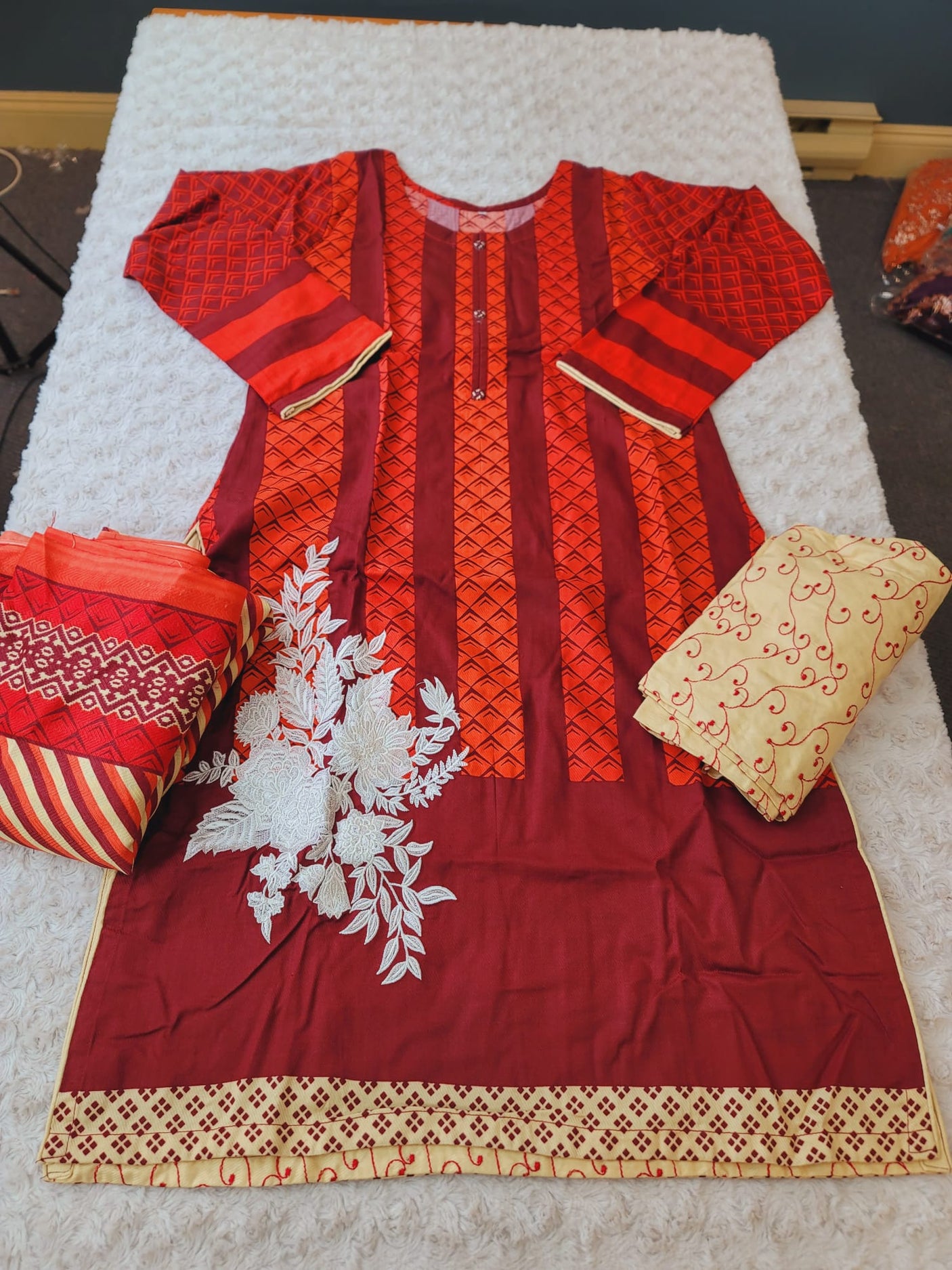 Pakistani linen Embroidered Salwar kameez Ready To Ship