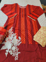 Pakistani linen Embroidered Salwar kameez Ready To Ship