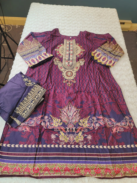 Pakistani Stitched lawn Embroidered Salwar kameez ready to ship