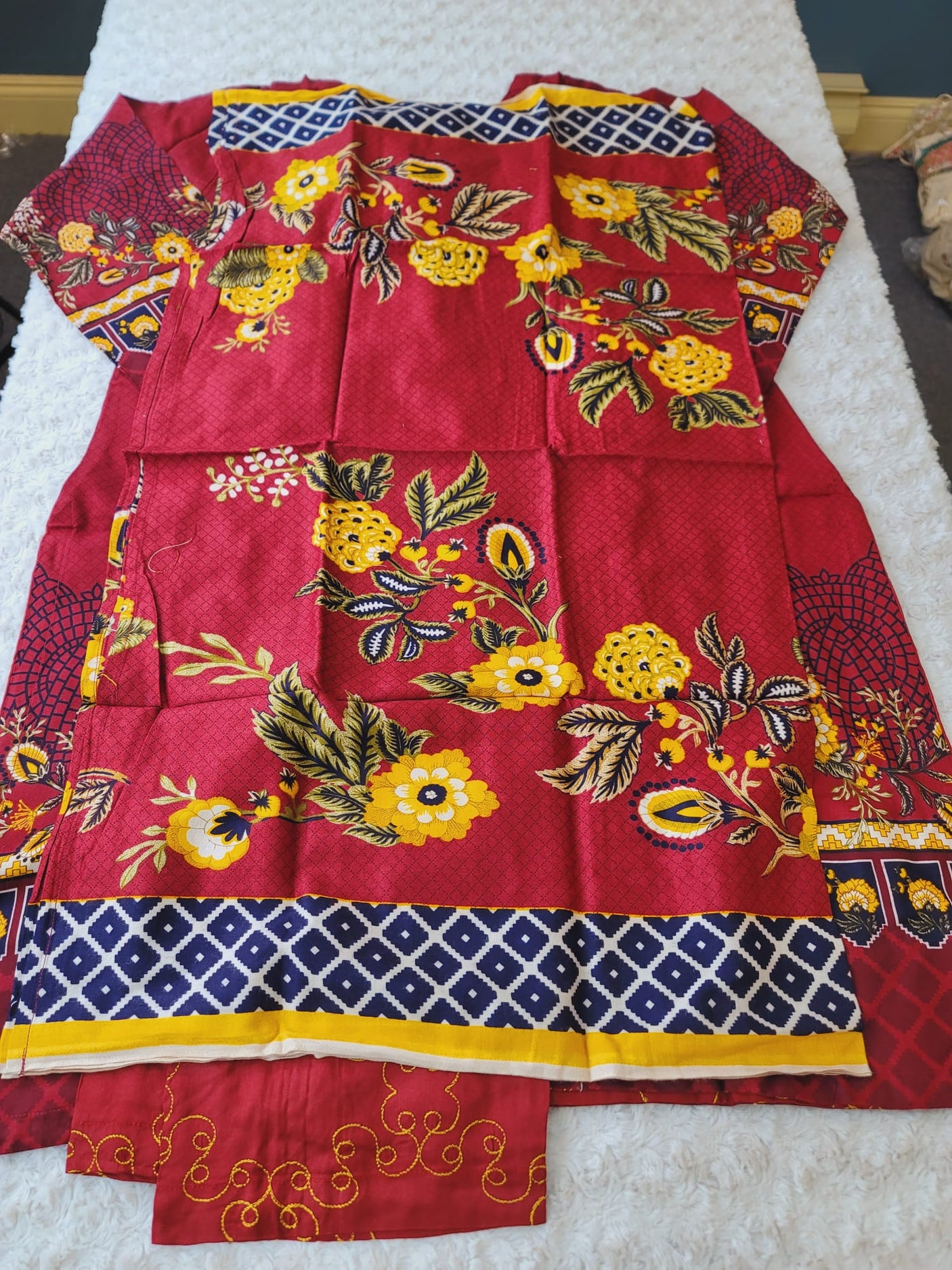 Pakistani linen Embroidered Salwar kameez Ready To Ship