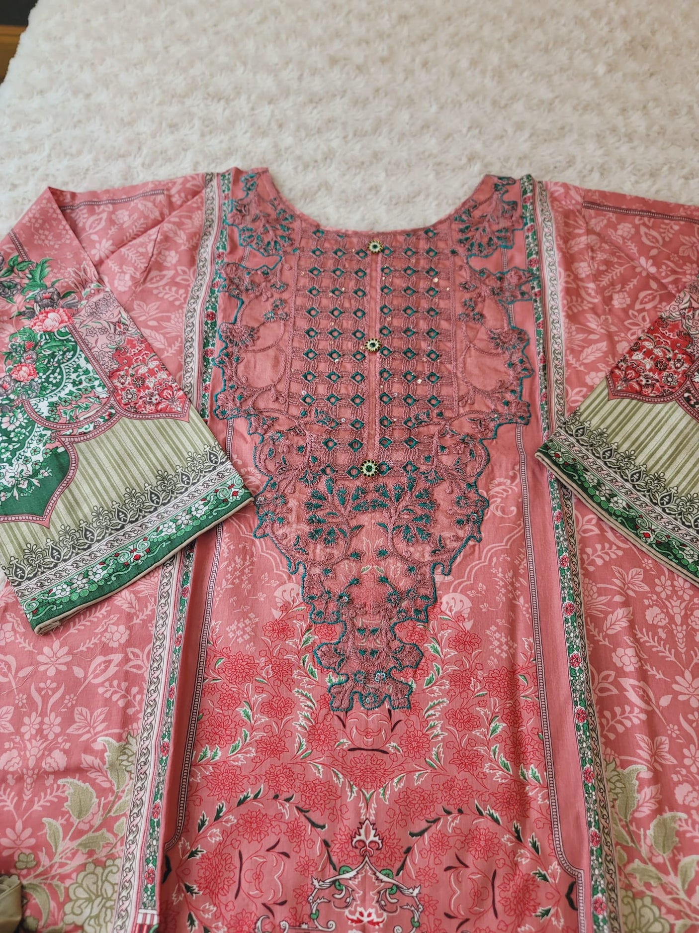 Pakistani lawn Embroidered Salwar kameez Ready To Ship