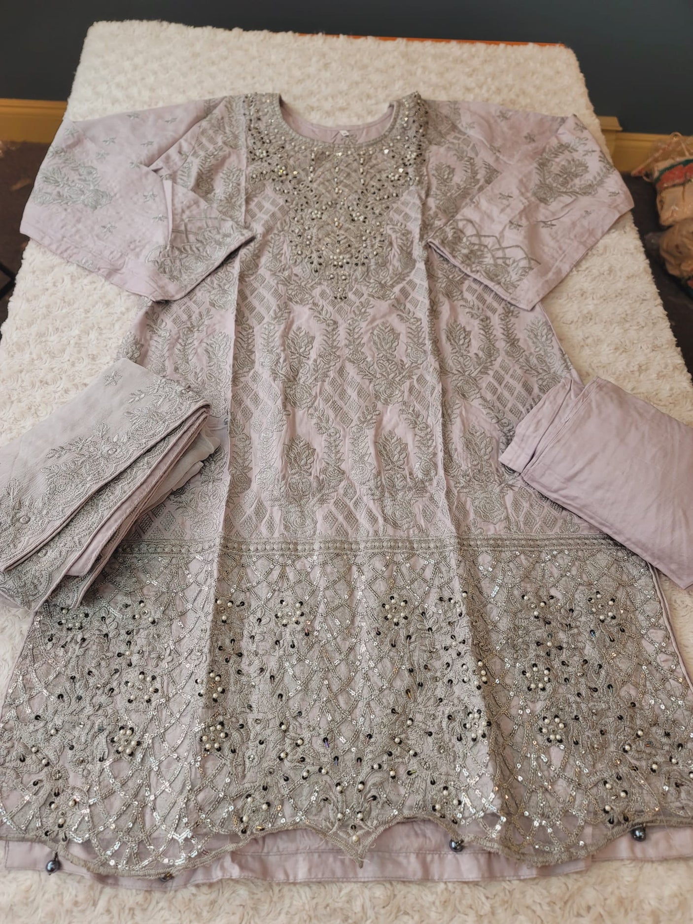 Pakistani lawn stitched  Embroidered Suit Ready To Ship