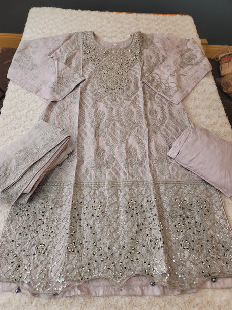 Pakistani lawn stitched  Embroidered Suit Ready To Ship