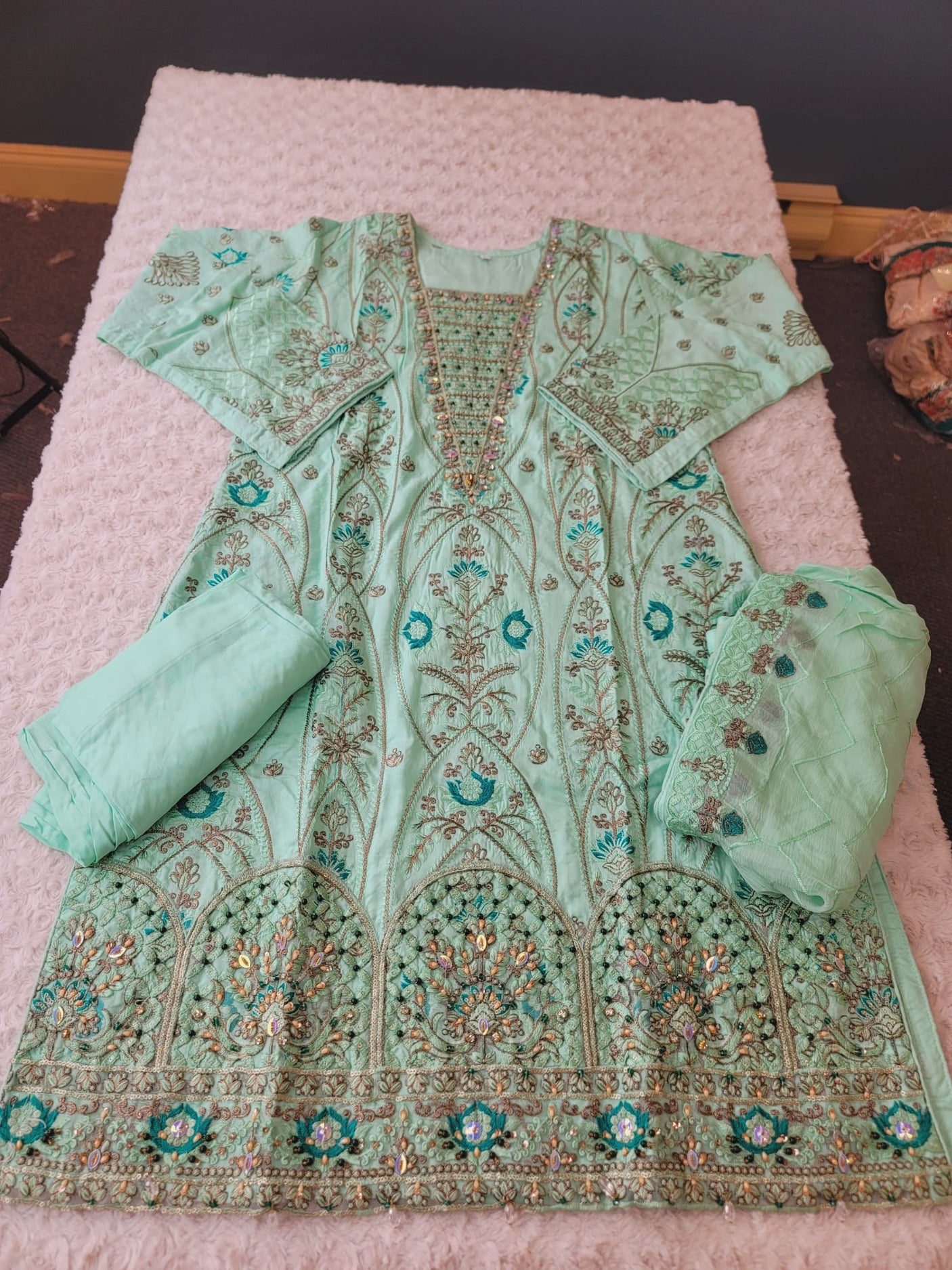 Pakistani lawn stitched  Embroidered Suit Ready To Ship