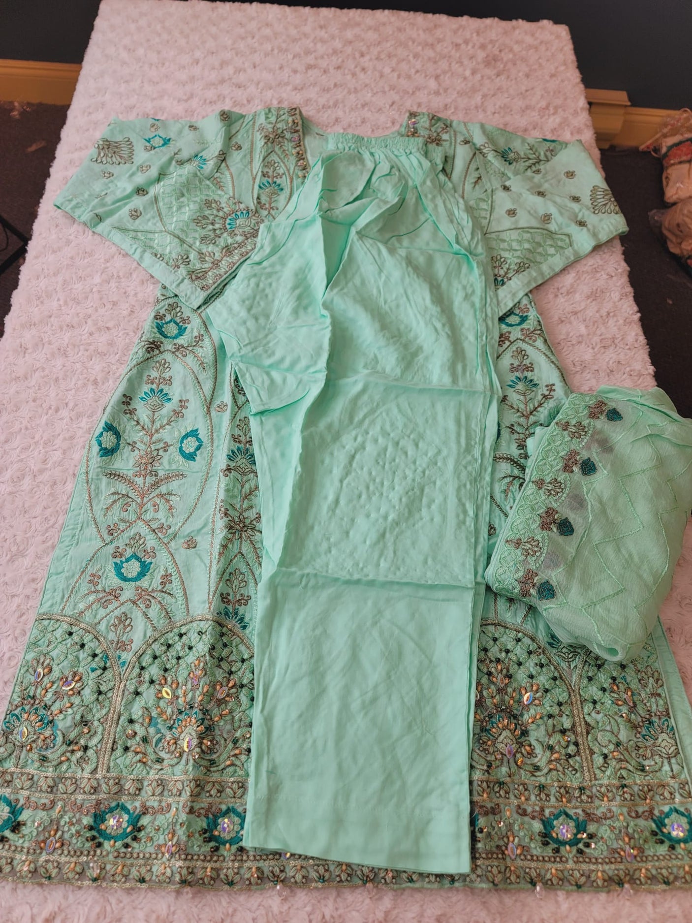 Pakistani lawn stitched  Embroidered Suit Ready To Ship