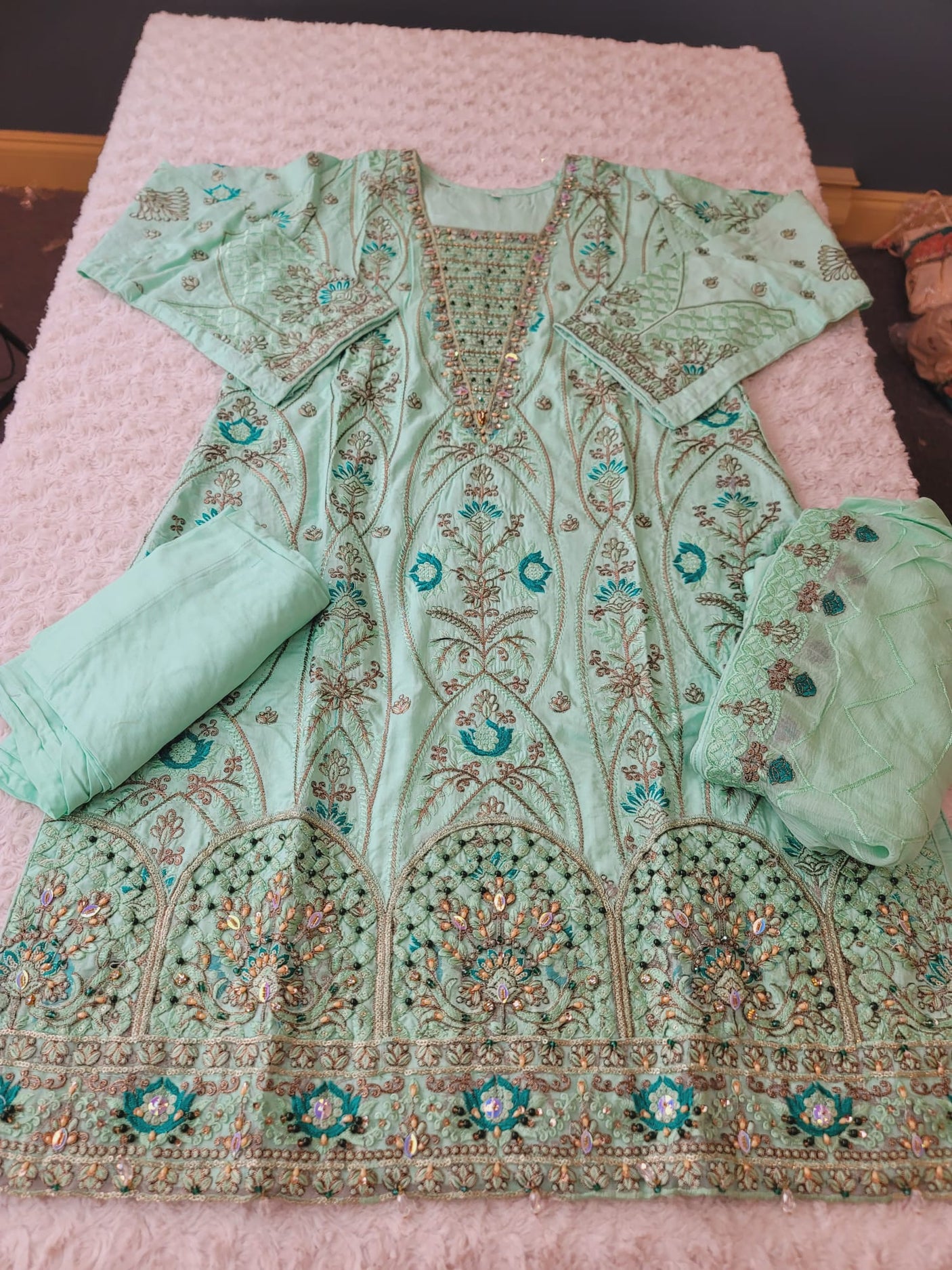 Pakistani lawn stitched  Embroidered Suit Ready To Ship