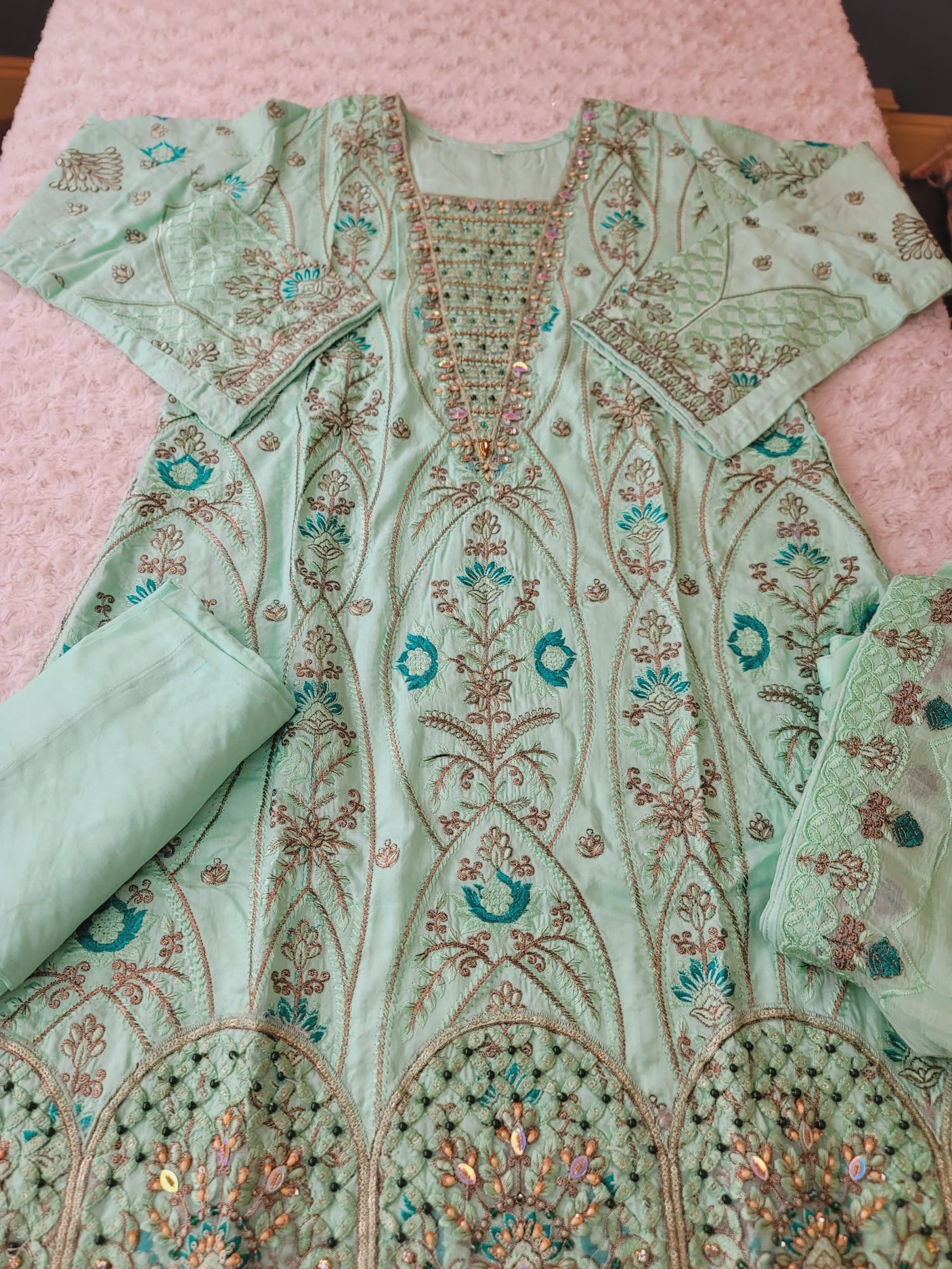 Pakistani lawn stitched  Embroidered Suit Ready To Ship