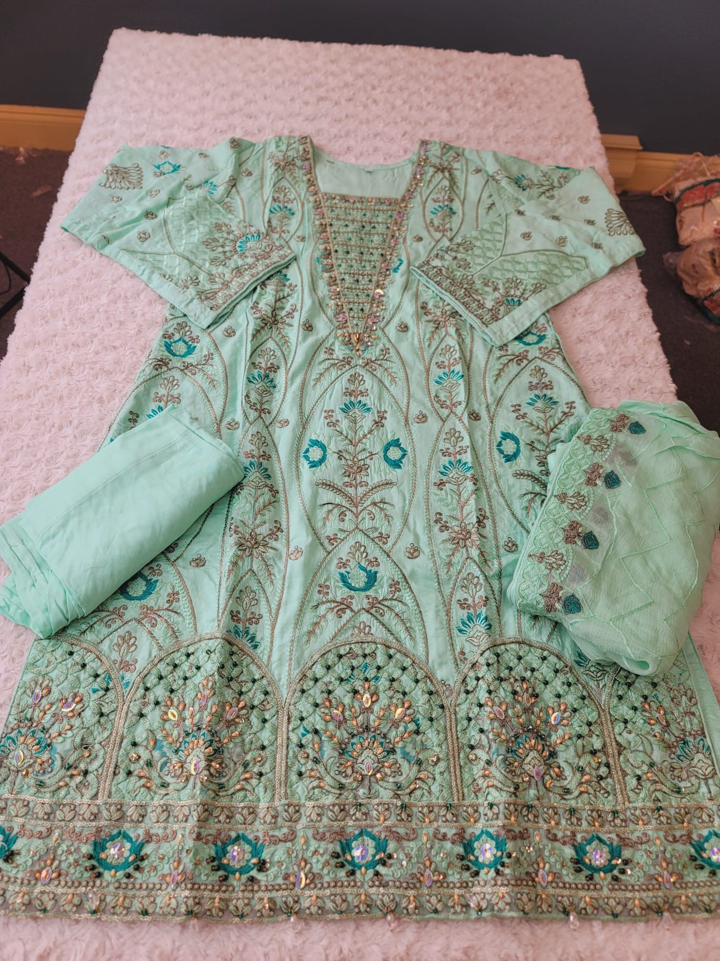 Pakistani lawn stitched  Embroidered Suit Ready To Ship