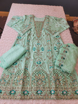 Pakistani lawn stitched  Embroidered Suit Ready To Ship