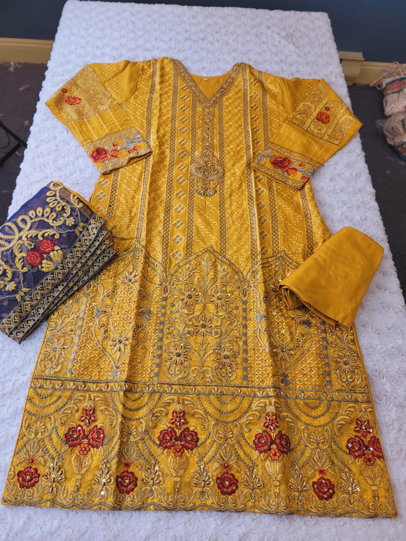 Pakistani lawn stitched  Embroidered Suit Ready To Ship