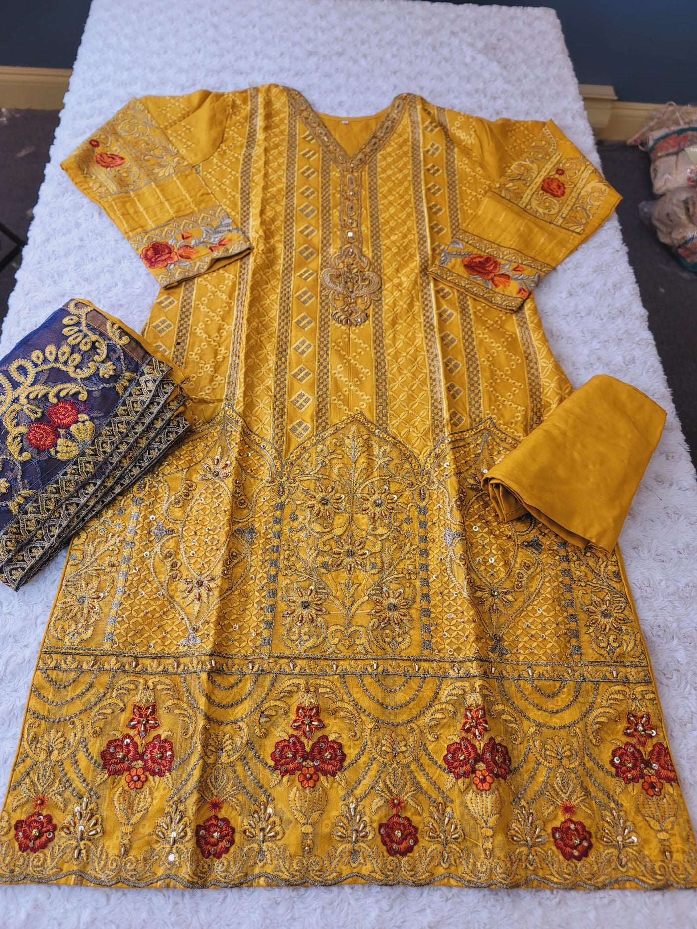 Pakistani lawn stitched  Embroidered Suit Ready To Ship