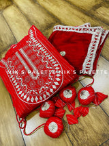 Premium *Lurex cotton* anarkali gown detailed with embroidery on yoke with gota work & heavy tassels  Chiffon dupatta with gota lace & all over gota buti..