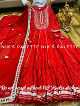 Premium *Lurex cotton* anarkali gown detailed with embroidery on yoke with gota work & heavy tassels  Chiffon dupatta with gota lace & all over gota buti..