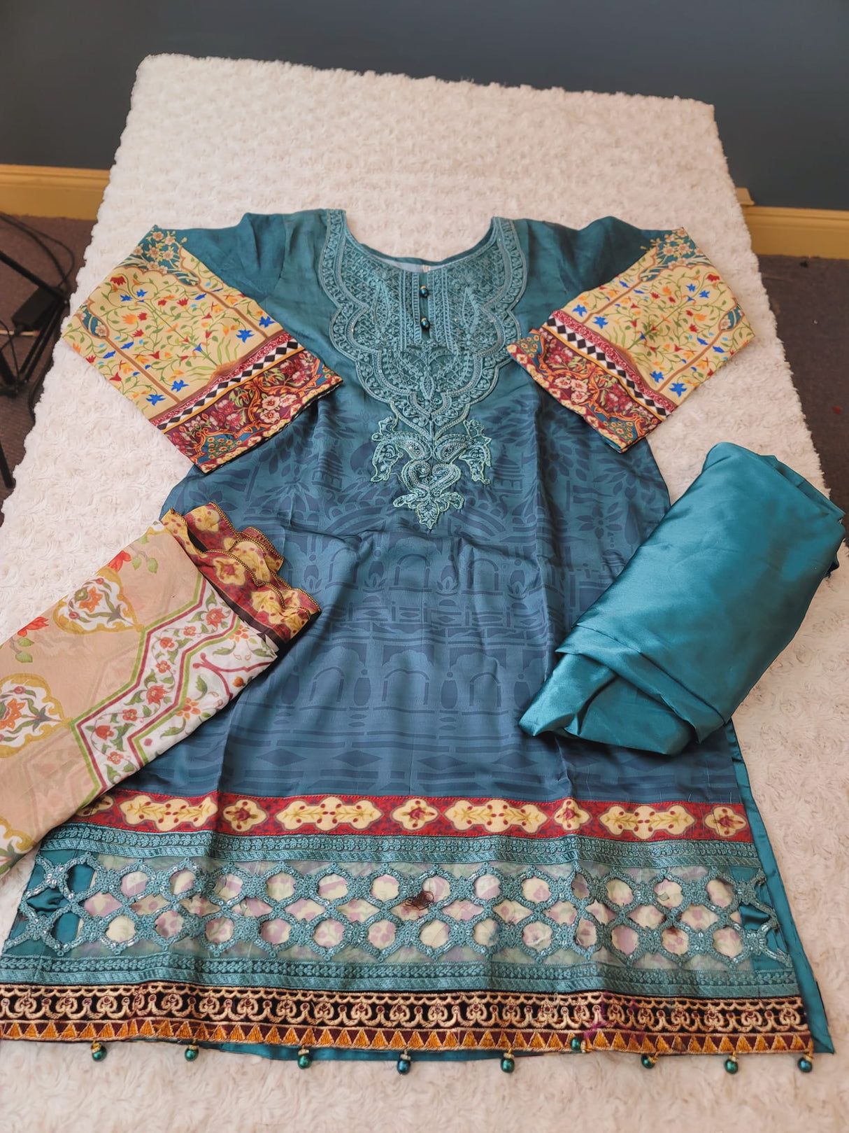 Indian Silk Stitched Embroidery Suit Ready To Ship