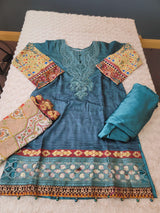 Indian Silk Stitched Embroidery Suit Ready To Ship