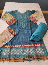 Indian Silk Stitched Embroidery Suit Ready To Ship