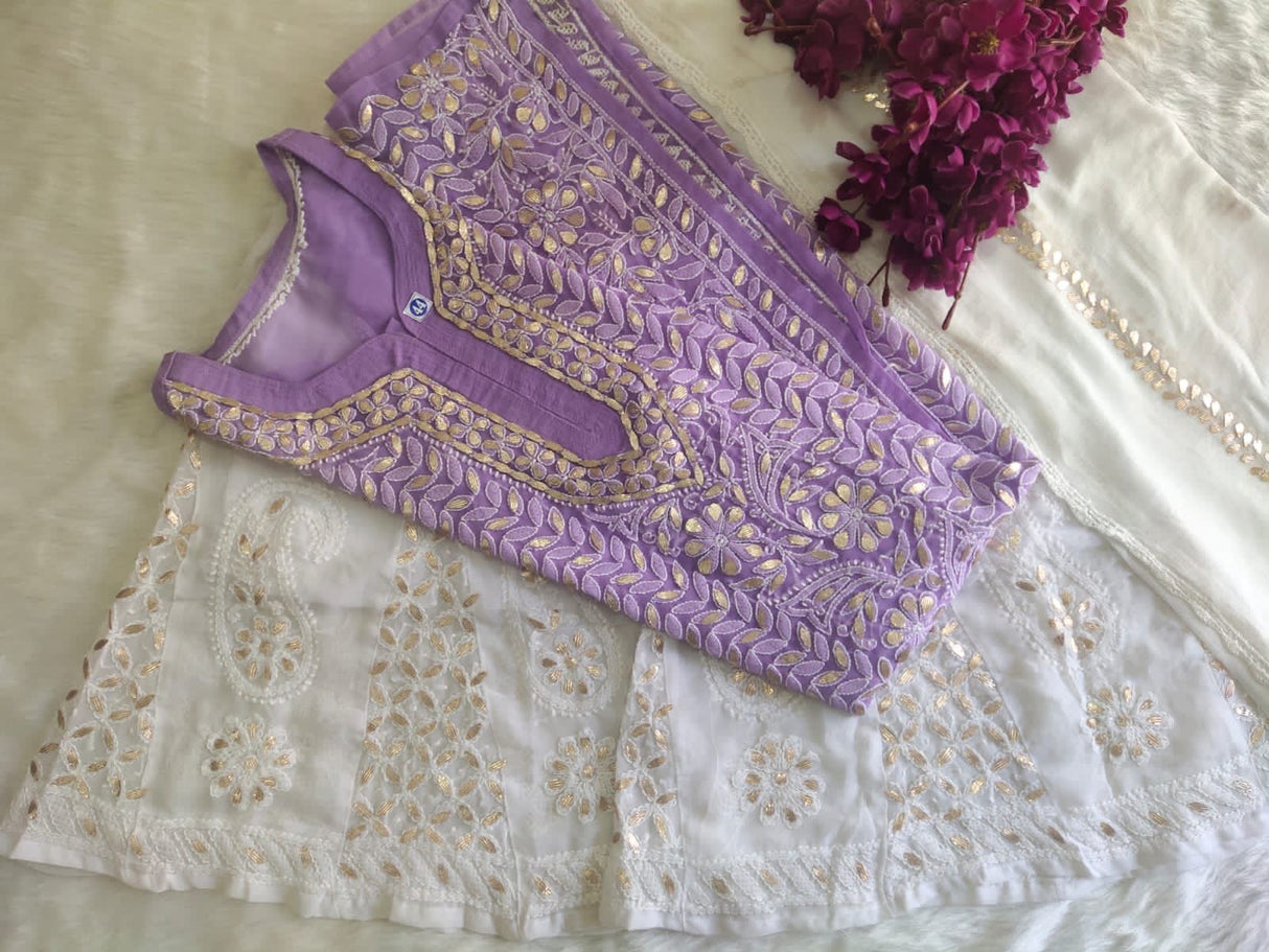 Fine chikankari Heavy studded gota Fabric georgette sharara Fabric 60gm georgette 2.25m crocia dupatta Fabric chiffon