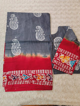 Cotton batik saree with stiched blouse