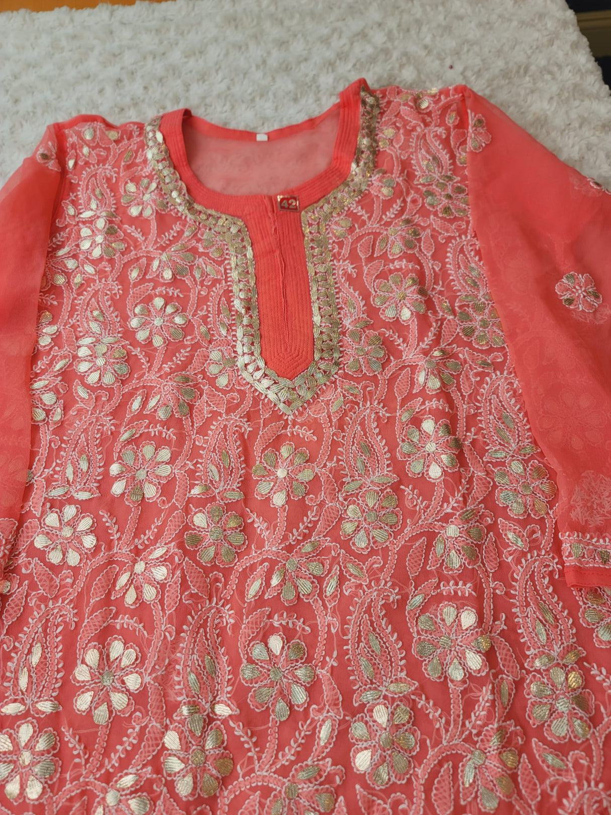 Fine chikankari Heavy studded gota Fabric georgette sharara Fabric 60gm georgette 2.25m crocia dupatta Fabric chiffon