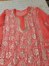 Fine chikankari Heavy studded gota Fabric georgette sharara Fabric 60gm georgette 2.25m crocia dupatta Fabric chiffon