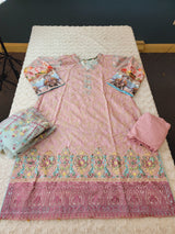 Pakistani lawn stitched  Embroidered Suit Ready To Ship