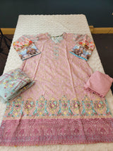 Pakistani lawn stitched  Embroidered Suit Ready To Ship