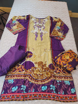 Pakistani linen Embroidered Salwar kameez Ready To Ship