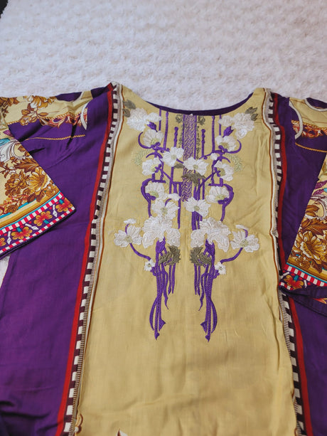 Pakistani linen Embroidered Salwar kameez Ready To Ship