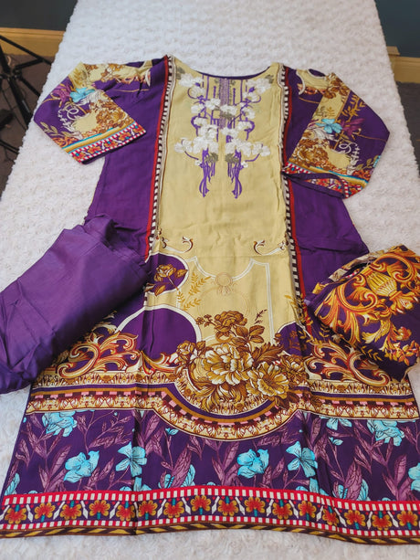 Pakistani linen Embroidered Salwar kameez Ready To Ship