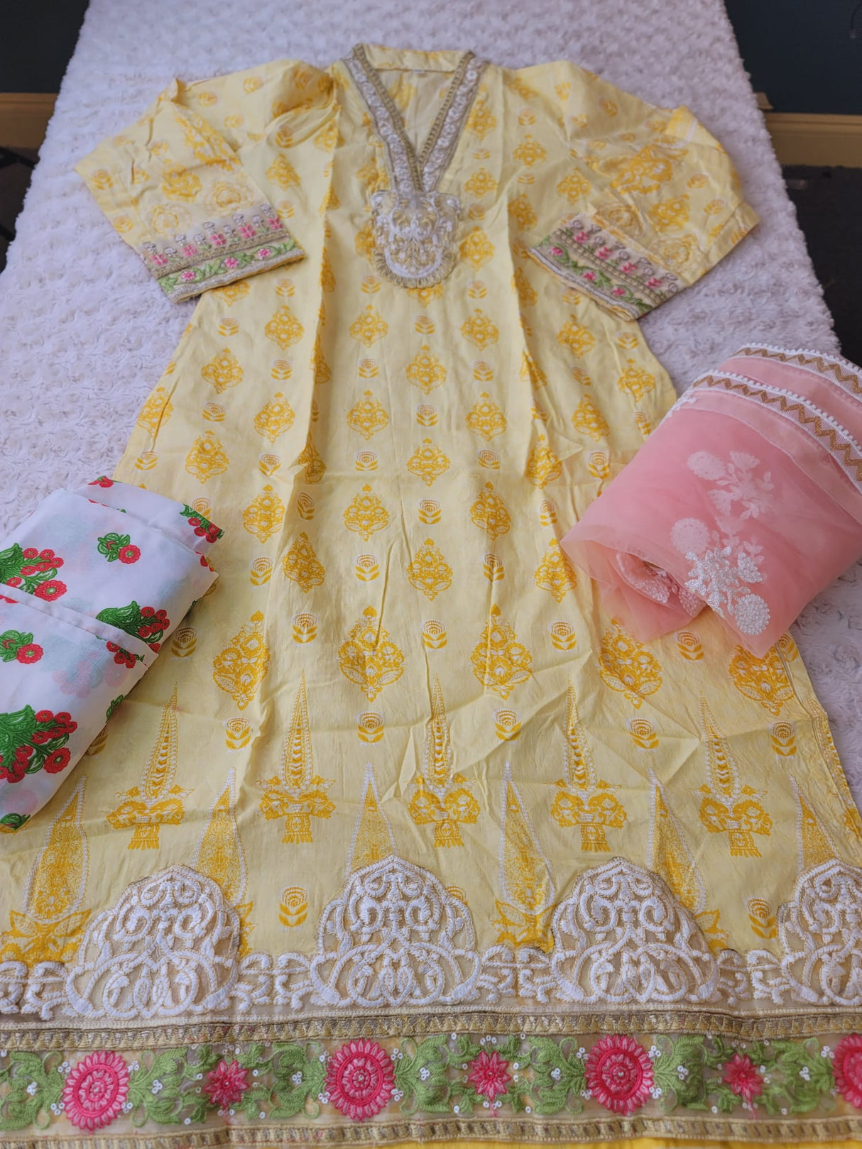 Indian Cotton Embroidered Suit Ready To Ship