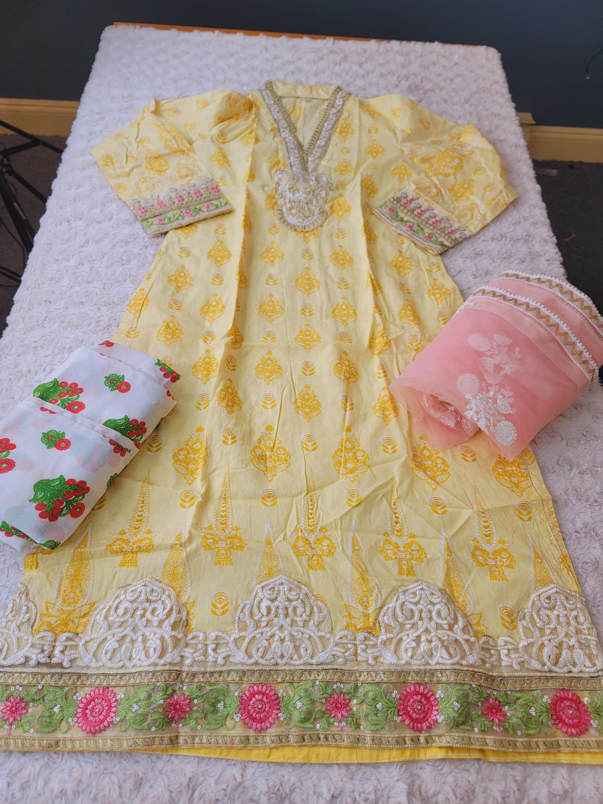 Indian Cotton Embroidered Suit Ready To Ship