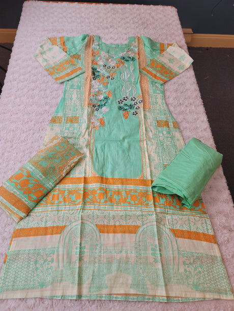 Pakistani Stitched lawn Embroidered Salwar kameez ready to ship