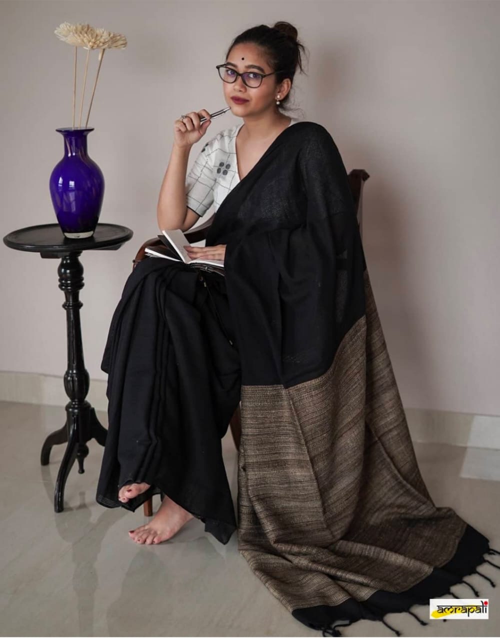 Handloom khadi lilen saree