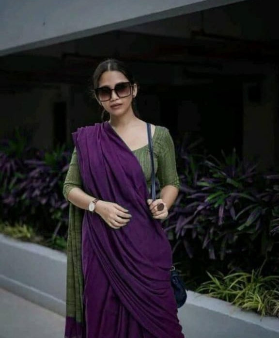 Handloom khadi lillen saree