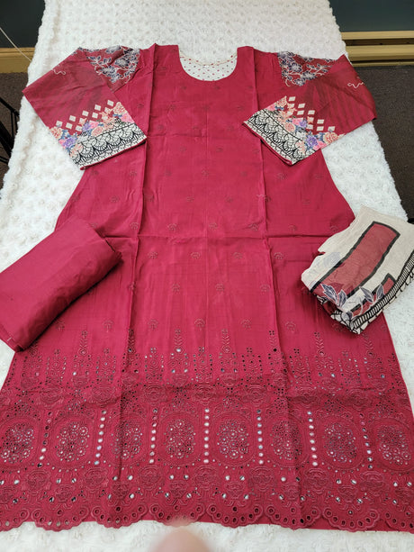 Pakistani Stitched Embroidery Lawn Suit Ready To Ship