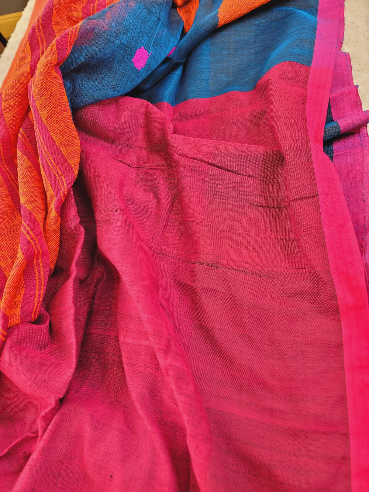 Khadi lilen saree with running blouse pc