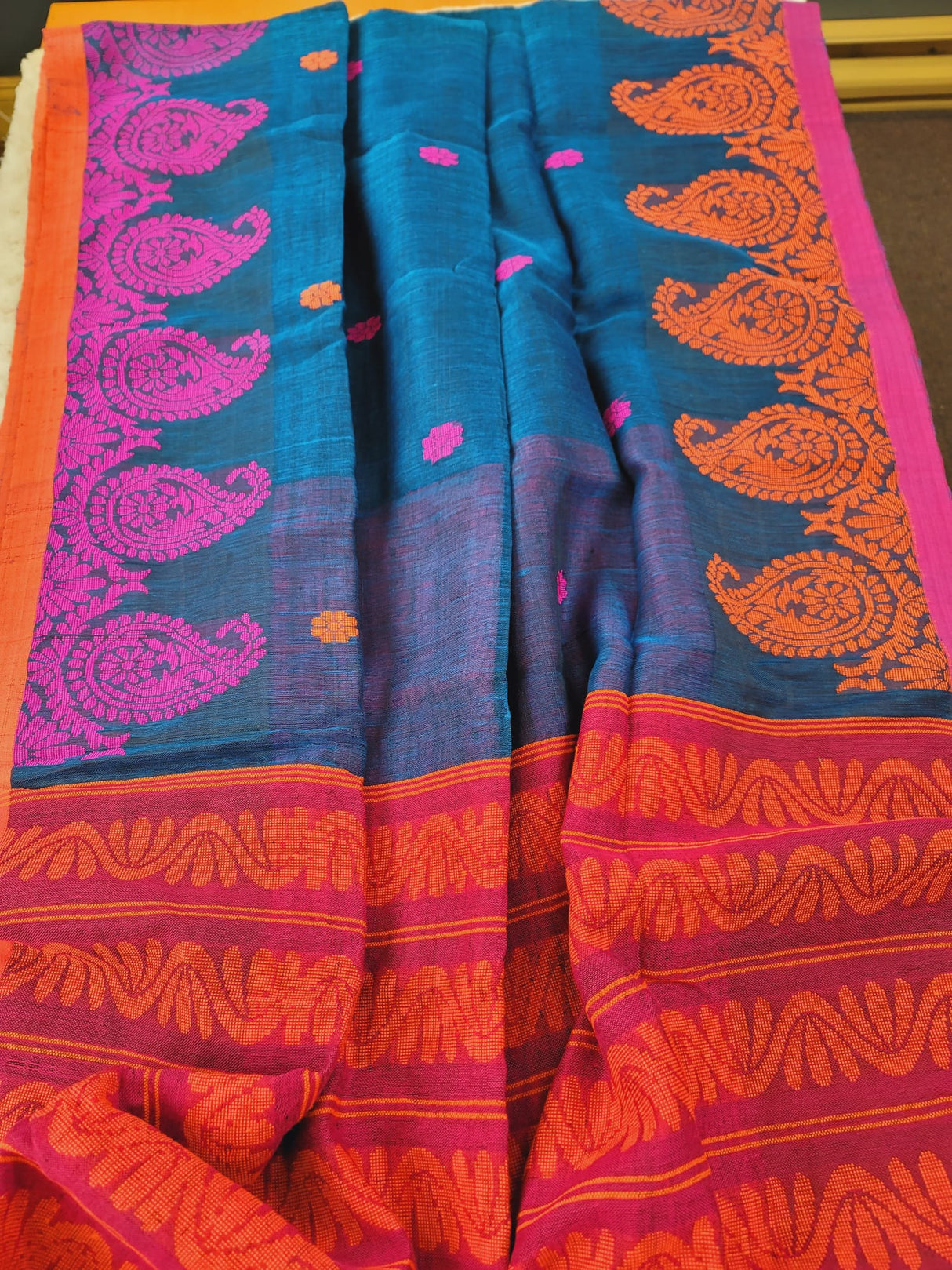 Khadi lilen saree with running blouse pc