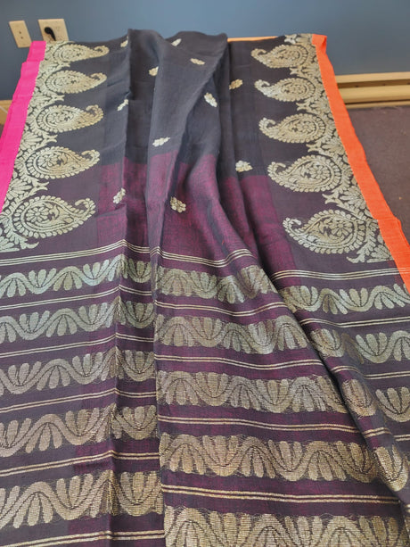 Khadi lilen saree with running blouse pc