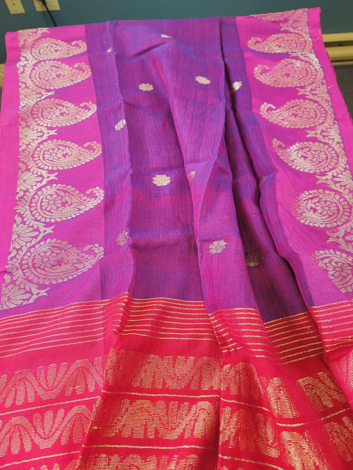 Khadi lilen saree with running blouse pc
