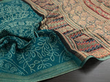 Soft muga cochin silk saree with ajrak printed pallu and blouse and printed body.*