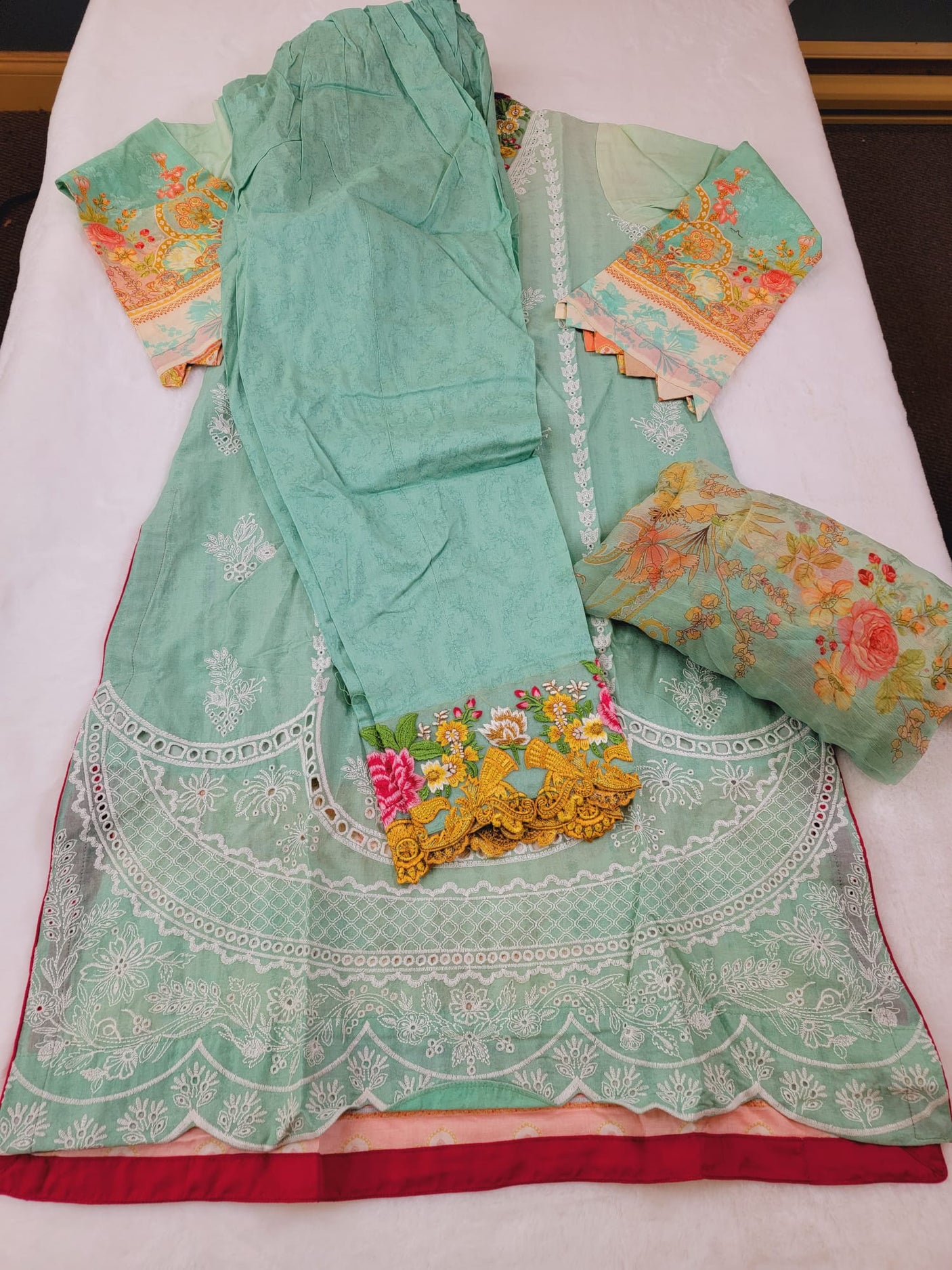 Pakistani Stitched Embroidery Lawn Suit Ready To Ship